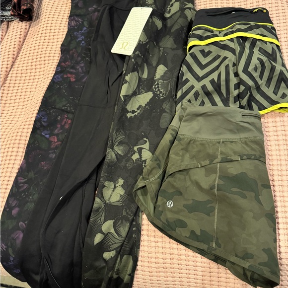 lululemon athletica Pants - lululemon athletica Black and Green - lot of 3 Leggings an 2 shorts